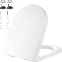 Kinsinder D Shape Toilet Seat with Soft-Close Mechanism, Toilet Seat with Quick Release Function for Easy Assembly and Cleaning