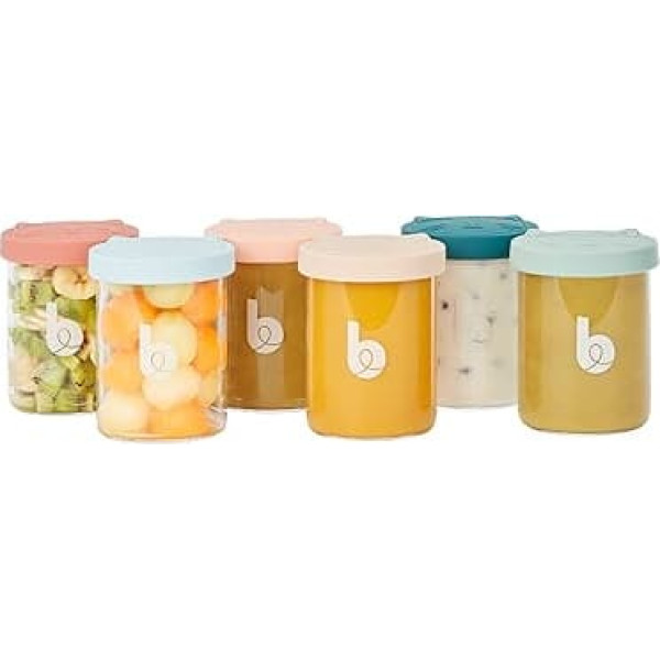 Babymoov ISY BOWLS Baby Food Container Made of Robust, Temperature-resistant Glass - for Storing/Freezing Baby Porridge, 6 x 250 ml