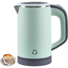 Small Kettle, 800 ml, Travel Kettle, 5 Minutes Quick Cooking, Portable Mini Camping Kettle, Quiet Travel Teapot Made of Stainless Steel (Green)