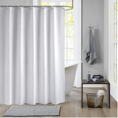 meioro White Peva Waterproof and Mildewproof Shower Curtains Home Accessories with Rust Protection Eyelets and Curtain Hooks (White)