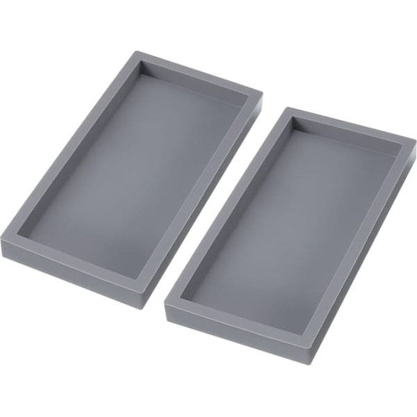 PATIKIL Silicone Bathroom Shelf 2 Pieces 8 x 4 Inch Soap Dispenser Tray Jewellery Organiser Bowl for Toilet Chest of Drawers Counter for Jewellery Coin Key Grey