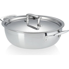 Le Creuset 53113240010550 3-Ply Stainless Steel Non-Stick Cooking Pot Diameter 24 cm Suitable for All Hobs Including Induction and Oven, Silver