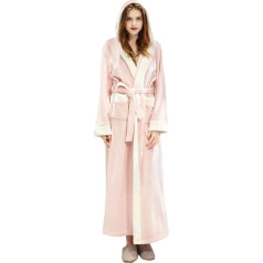 Women's Long Dressing Gown Kimono Sauna Gown House Coat with Hood