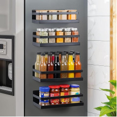 Winter Shore Magnetic Spice Rack for Kitchen (Pack of 4) - Black Shelf Magnetic, Kitchen & Spice Organiser Magnetic - Magnetic Shelf Fridge for Spices - Magnetic Shelves for Fridge