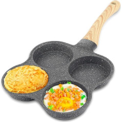 Jenngaoo Pancake Pans, Fried Egg Burger Pan with Handle, 4 Eggs, Pancake Frying Pan, Non-Stick Fried Egg Crepe Pan for Breakfast Eggs, Kitchen Utensils, Burger Eye Pan