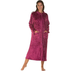 Ladies Luxury Embossed Zip Front Dressing Gown Long Dressing Gown Small to Plus Size