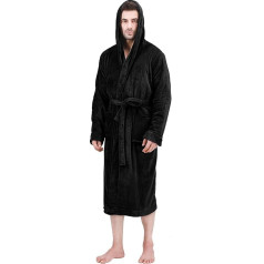 NY Threads Men's Hooded Bathrobe, Soft Fleece, Dressing Gown, Men's M, L, XL Sizes, Sleepwear & Bathrobe