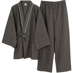 Fancy Pumpkin Men's Japanese Style Robes Kimono Pyjamas Suit Dressing Gown Set Size XL, Graym274, Graym274