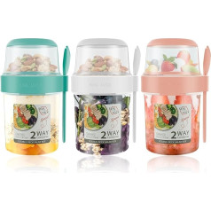 Reusable Oatmeal Containers, Cereal Yogurt Cup, Leakproof Breakfast Salad Cup with Lid and Spoon, Portable, Oatmeal Cup, Breakfast On the Go Cup, Cup for School, Office