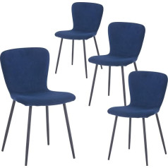 ‎Goldfan GOLDFAN Set of 4 Kitchen Chairs Dining Room Chairs Upholstered Chairs Modern Elegant Living Room Fabric Chairs with Black Legs, Blue