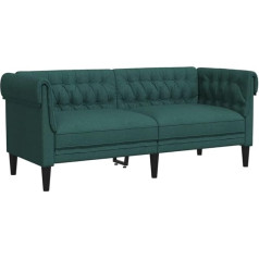 Vidaxl Chesterfield Sofa 2-Seater, Couch with Armrests Backrest Support Legs, Upholstered Sofa for Living Room, Couch Set, Modern, Dark Green Fabric