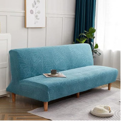 ‎Yopoiy YOPOIY Water-Repellent Futon Slipcover Jacquard Anti-Wrinkle Armless Sofa Slipcover Elastic Polyester Spandex Washable Futon Cover -Blue-160-190 cm