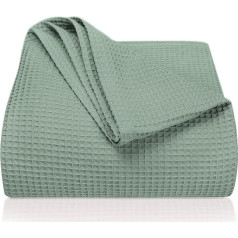 LAYNENBURG Premium Bedspread, 220 x 240 cm, XXL, Waffle Piqué, 100% Cotton, Lightweight Blanket, Waffle Look, Cotton Blanket as a Bed Throw, Sofa Throw, Sofa Throw, Sofa Blanket (Mint Green)