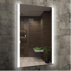Home Glow Venti 50 x 70 cm Bathroom Mirror with Lighting LED Bathroom Mirror with Lighting Bathroom Wall Mirror LED Mirror with Touch Switch LED Bathroom Mirror with Illuminated Side Edges