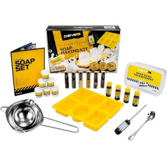 DIBYS DIY Kit for Making Soap for Children and Adults, Transparent Glycerin Soap without SLS as Base, Complete Craft Kit for Making Soap with Fragrance Oils, Colours & Herbs