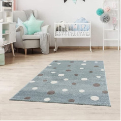 Children's rug with dots, polka-dot design for girls and boys, beige, blue, pink, non-toxic nursery rugs