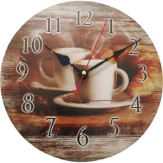YOAI MDF Wooden Wall Clock Without Ticking Noises Silent Round 30 cm Rustic Quartz Kitchen Clock Easy to Read for Room Home Kitchen Bedroom Office School