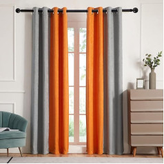 Primrose Ombre Blackout Curtains for Living Room Thermal Insulated Room Darkening Curtains Window Curtains for Bedroom Grommet Grey Orange 108 Inch Long 2 Panels