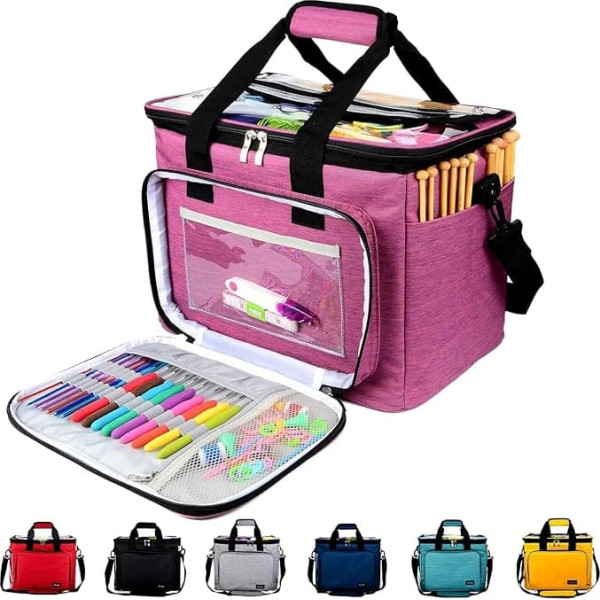 Storage bag for wool, knitting bag for yarn storage for knitting, crochet, strands of yarn, knitting needles (up to 14 inches)