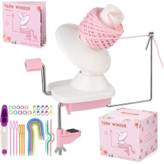 Wamkon Ball Winders, Pink Yarn Ball Winder for Crocheting, Easy to Install Yarn Roll Winder with Instructions and Storage Box