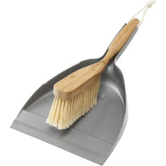Addis Dustpan & Bamboo Hand Brush Set, Grey & Natural, Bamboo Grey/Wood, 35 x 22 x 6 cm