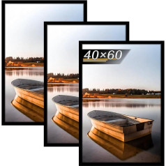 Tinkeps Picture Frame 40 x 60 cm Set of 3 Black Picture Frames 60 x 40 cm Made of Wood Material Frame 40 x 60 cm Ideal for Photos, Pictures, Posters