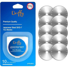 Rotary Cutter Blades 10-PACK 45mm - Replacement. Compatible with Driffy, Fiskars, Olfa Blades, Truecut, Clover and Dafa handles. Suits Cutting mat. Quilting Accessories and craft supplies.