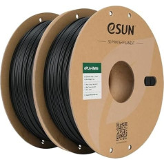 eSUN Upgraded Matte PLA Filament 1.75 mm, Matte PLA 3D Printer Filament, Gloss-Free Colour, Matte Texture, 1 kg per Spool, 2 Spools for 3D Printer, Dark Black