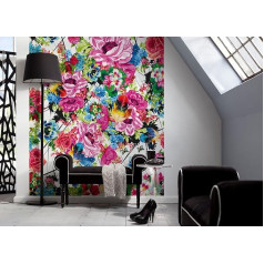 Komar Photo Wallpaper Romantic Pop 184 x 254 cm – Wallpaper, Wall Decoration, Flowers, Drawing, Feather, Art, Collage – 4-749