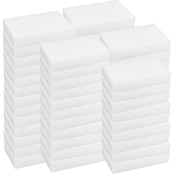 PINGEUI 100 Pieces Magic Eraser Sponges, White Cleaning Pads, Melamine Sponge Foam Pads, Multifunctional Melamine Sponge Foam Cleaner for Kitchen, Bathtub, Furniture, Shoes, Bathroom, 10x6