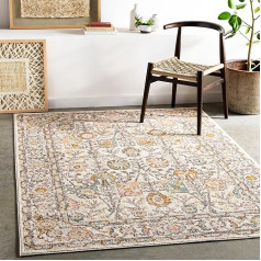 Livabliss Wicklow Vintage Large Rug - Oriental Rug Living Room 160 x 213 cm, Dining Room, Bedroom - Boho Rug, Short Pile Rug for Easy Care - Pattern Rug in Ivory, Pink