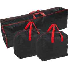 Ram® 3 Pack Large Christmas Tree Bag with 2 x Decorations Bag with Zipper Waterproof Christmas Tree Storage Bag and Decoration Bag