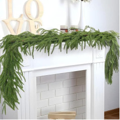 Christmas Decoration, Pack of 2 Christmas Garlands, 1.8 m Artificial Norfolk Pine Garland, Christmas Made of PVC, Green Christmas Garlands for Indoor, Fireplace, Stairs, Wall, Door, Outdoor (2 Pieces,