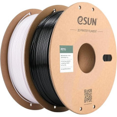 eSUN PETG Filament 1.75 mm, PETG 3D Printer Filament, Measurement Accuracy +/- 0.03 mm, 1 kg per Spool, 2 Spools 3D Printing Filament for 3D Printer, Plain Black + Plain White