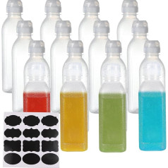 LDHHYH 12 Pack 16oz Spice Squeeze Bottles, Plastic Squeeze Bottles for Sauce, Leakproof Ketchup Bottles with Flip Lid and Labels for Liquid, Sour Cream, Oil, Syrup, Salad,