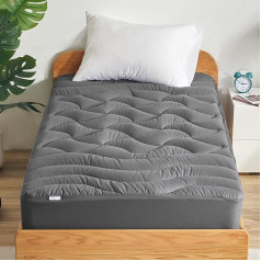 SLEEP ZONE Cooling Double Mattress Topper Single Bed Premium Quilted Mattress Pad Fitted Mattress Protector Machine Washable Deep Pocket 8-21