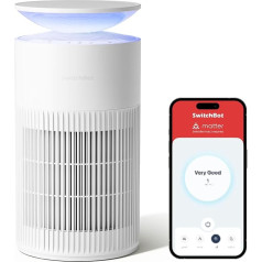SwitchBot Air Purifier with App Control and Night Light, CADR 400 m³/h up to 83 ㎡ Room, HEPA Filter Removes 99.97% Mould Dust Pollen, 20 dB Sleep Mode, Pet Mode for Families with Pets