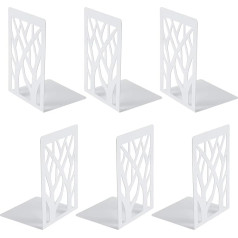 MSDADA Bookend 3 Pairs Metal Book Holder CD Shelf Folder Holder DVD Decorative Book Stand for Heavy Books Bookends for Home Office Book Stopper (White)