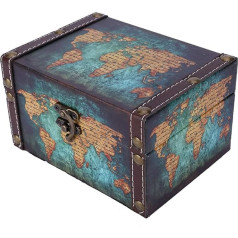 Leopacat Vintage Treasure Chest Box, Wooden Decorative Storage Box, Retro Treasure Chest Box, Antique Jewellery Box, Treasure Chest Jewellery Chest for Home, Office