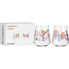 RITZENHOFF 2842001 Universal Glass Set of 2 500 ml Summer Rausch Allround No. 1 + 2 with Illustrations Colourful – Made in Germany