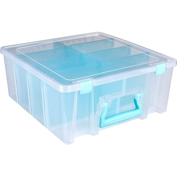 Art Bin Super Satchel Double Deep, Dividers, Aqua, 6990RH, Handle