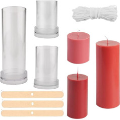Candle Mould for Casting, 3 Sizes Plastic Candle Moulds with Cotton Candle Wick and Centring Device, DIY Craft Candle Mould, Plastic Soap Mould for Christmas, Wedding, Dinner