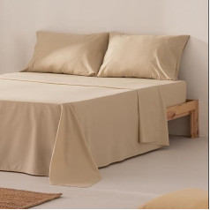 GAMUSI 90 x 190/200 cm 100% Cotton 3 Piece Breathable Soft Beige Duvet Cover Set