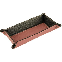 modamoda de - K02 - Decorative Tray Empty Pocket Tray Made of Genuine Leather 20 x 10 x 4 cm, Colour: Dusky Pink