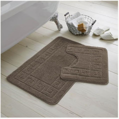 GC GAVENO CAVAILIA 2 Piece Bath Mat Water Absorbent and Quick Drying with Non-Slip Backing, Machine Washable, 50 x 80 cm, 50 x 40 cm