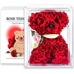 alouweekuky Rose Bear with Acrylic Storage Box, Handmade Rose Teddy Bear Gifts for Women Valentine's Day, Rose Bear Romantic Gift for Mother's Day, Valentine's Day, Anniversary