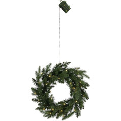 EGLO LED Christmas Wreath with Twilight Sensor, Illuminated Christmas Wreath, Advent Wreath in Fir Green for Indoor and Outdoor Use, Warm White, Battery Operated, Diameter 45 cm, IP44
