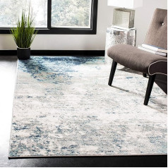 SAFAVIEH Jasper Collection Abstract Rug for Living Room, Dining Room, Bedroom Short Pile, Grey and Blue, 63 x 90 Inch