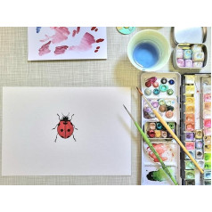 Watercolour Picture Original Hand-Painted Butterfly / Beetle Small Picture by Hand Painted Auqarell Pictures Buy Glitter Effect Colours Watercolour Picture Children's Room Gift Idea Best Friend