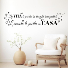La Vita Wall Sticker Takes You to Unexpected Places, Love Brings You Home (100 x 26 cm, Black)